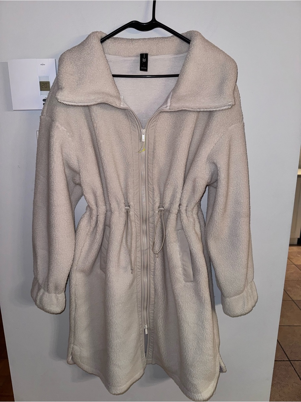 In Motion Cozy Longline Zip-Front Teddy Coat - Cream